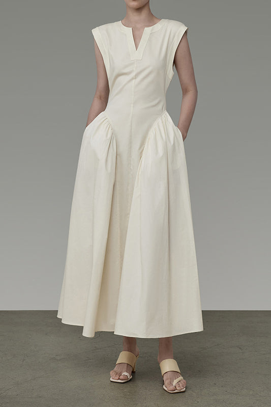 acelimosf™-Niche design textured sleeveless waist long skirt