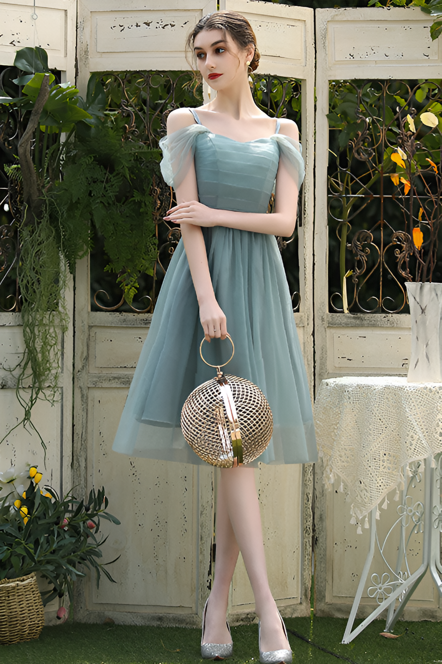 acelimosf™-Elegant Mesh Bridesmaid Dress