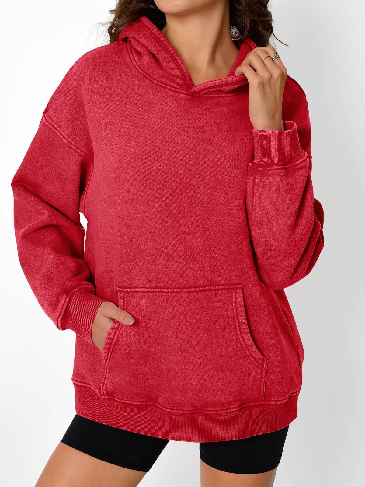 Unisex Casual Oversized Acid Wash Tops Hoodie Pullover