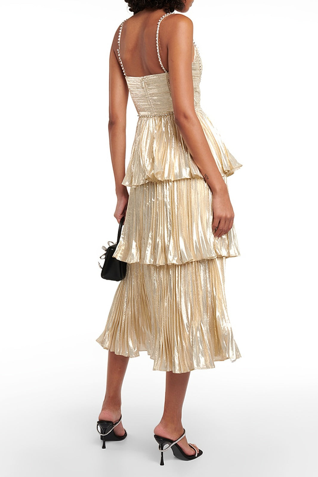 acelimosf™-Metallic layered midi dress