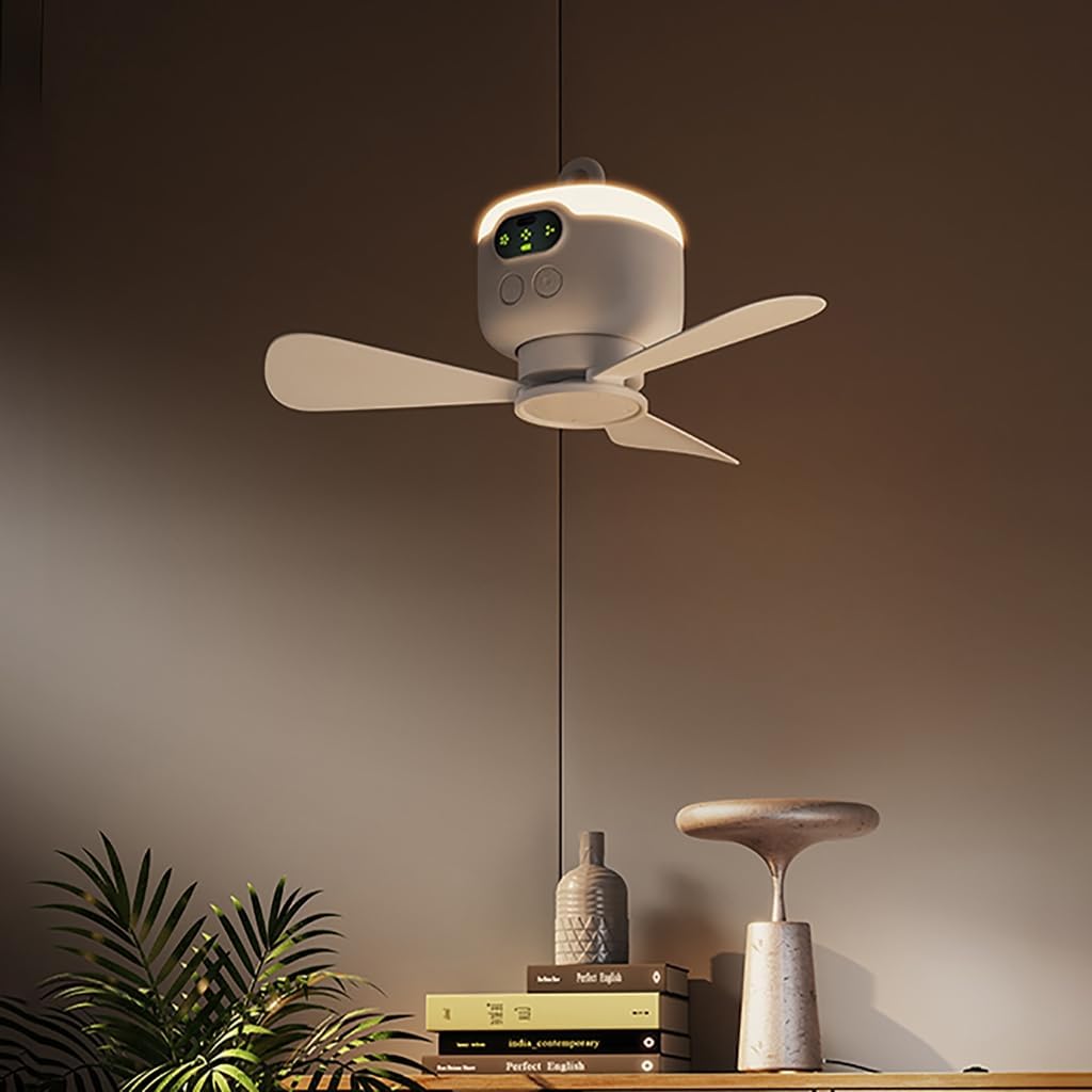Rechargeable Portable Hanging Fan with LED Light