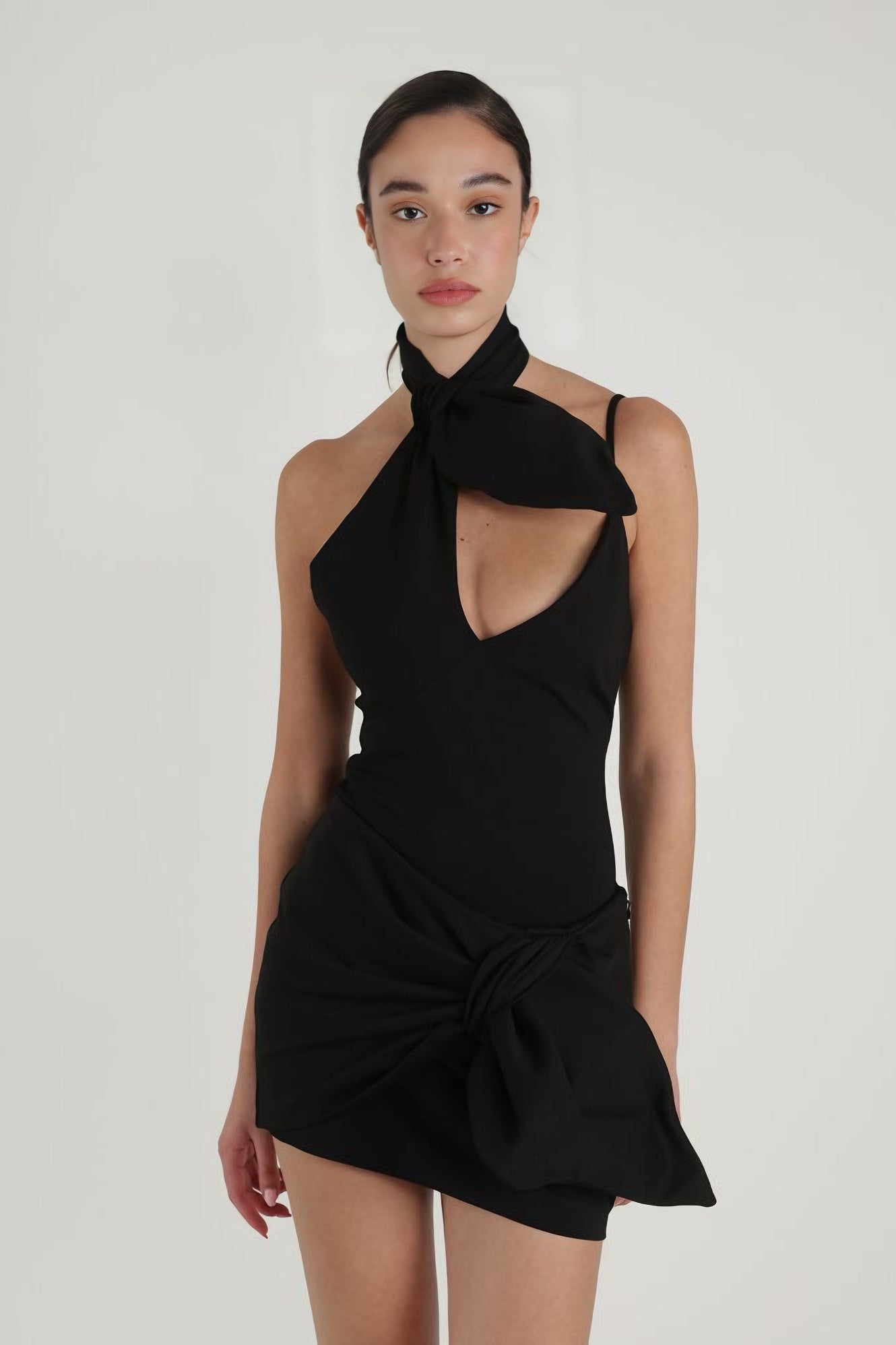 acelimosf™-Bow tie halter strap evening dress