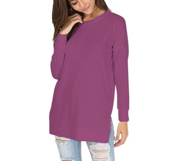 Round Neck Casual Solid Color Top