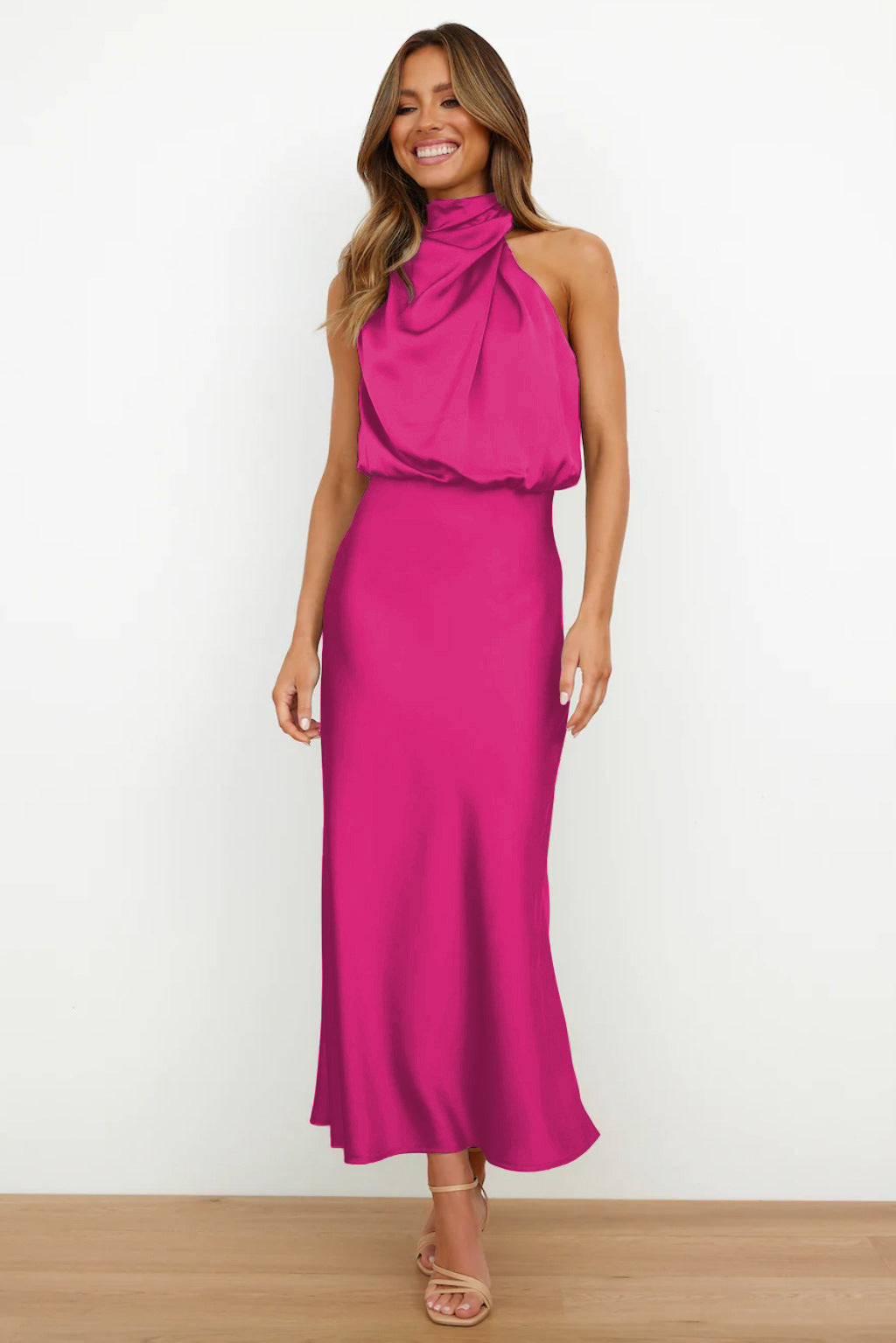 acelimosf™-Stylish and elegant satin sleeveless dress