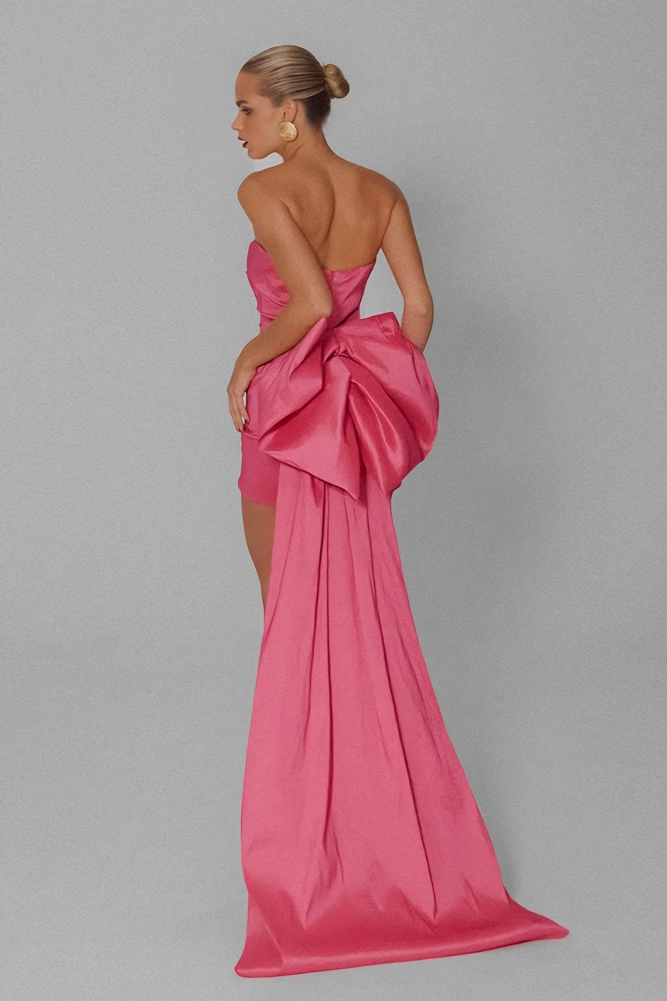 acelimosf™-Sexy pleated hip-hugging tube top big bow evening dress