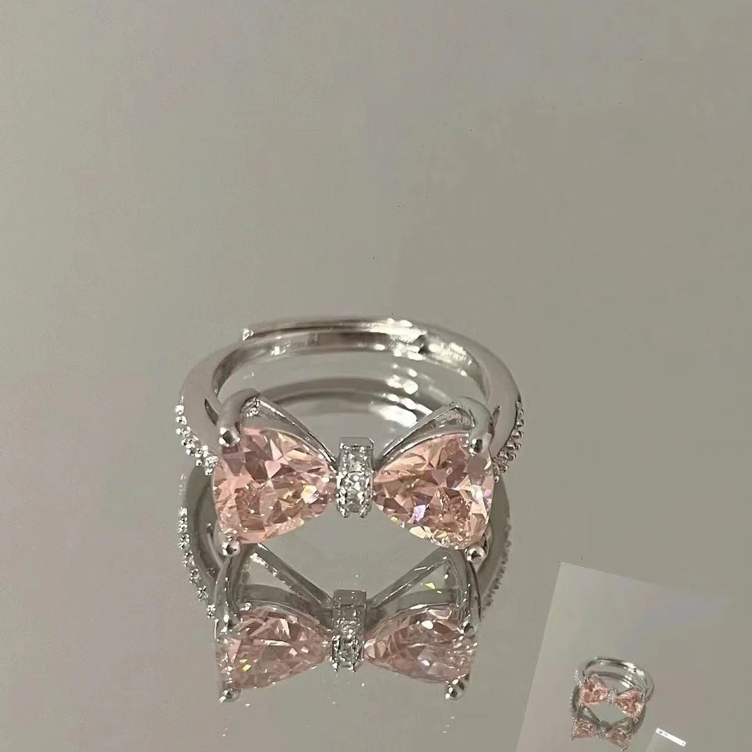 Pink zircon bow ring