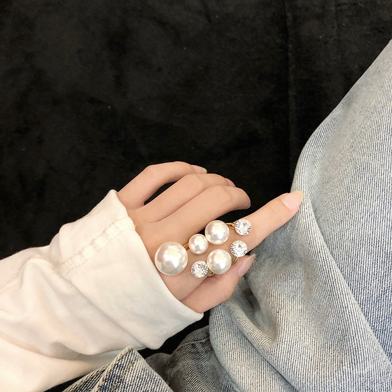 Irregular Pearl & Diamond Ring