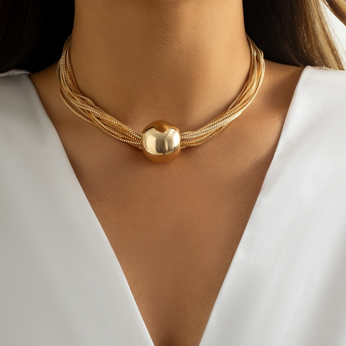 Geometric Sphere Multi-Layer Necklace