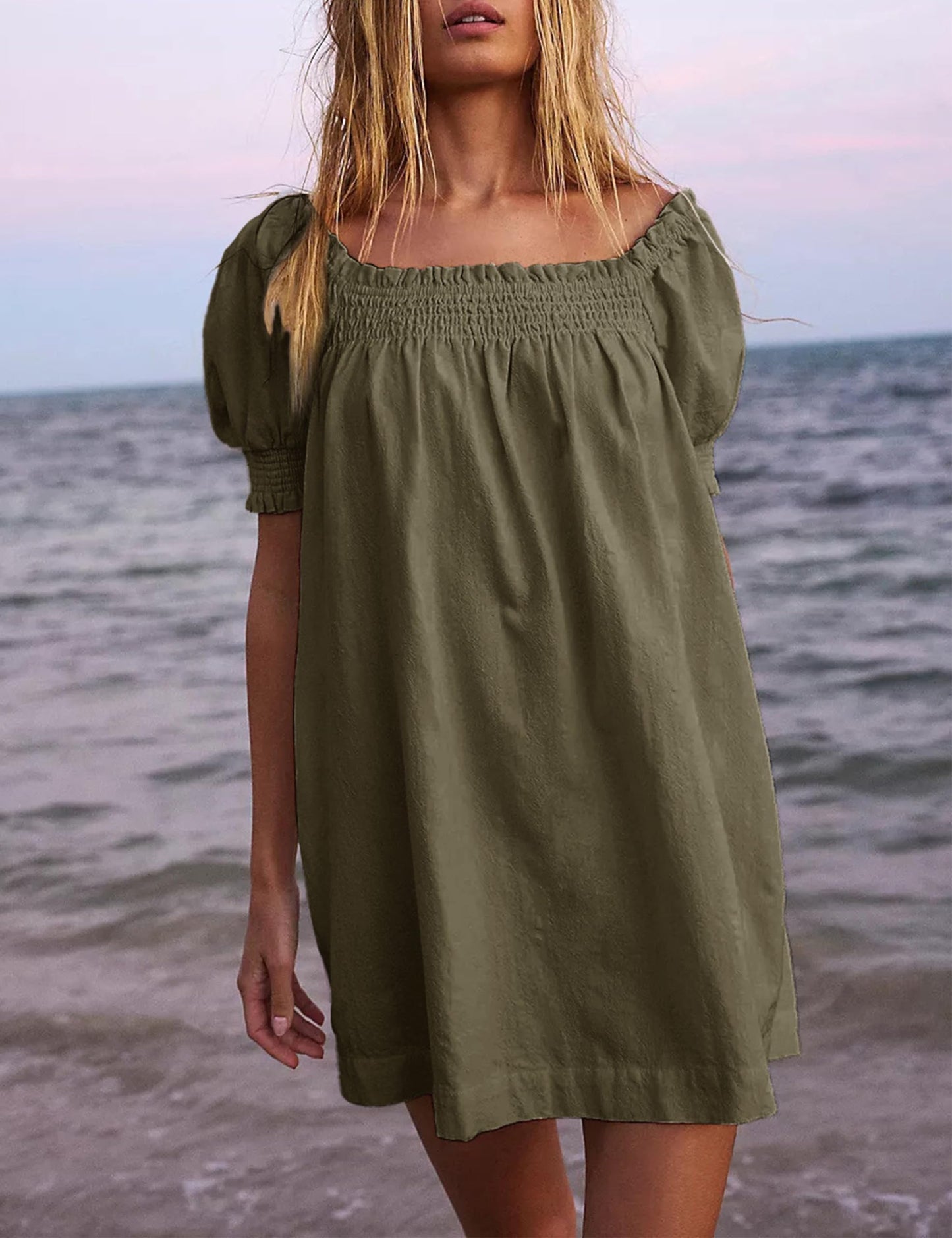 Women's Summer A-Line Mini Dress With Pockets