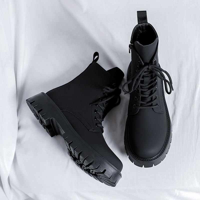 Men’s Side-zip Leather Ankle Boots Black