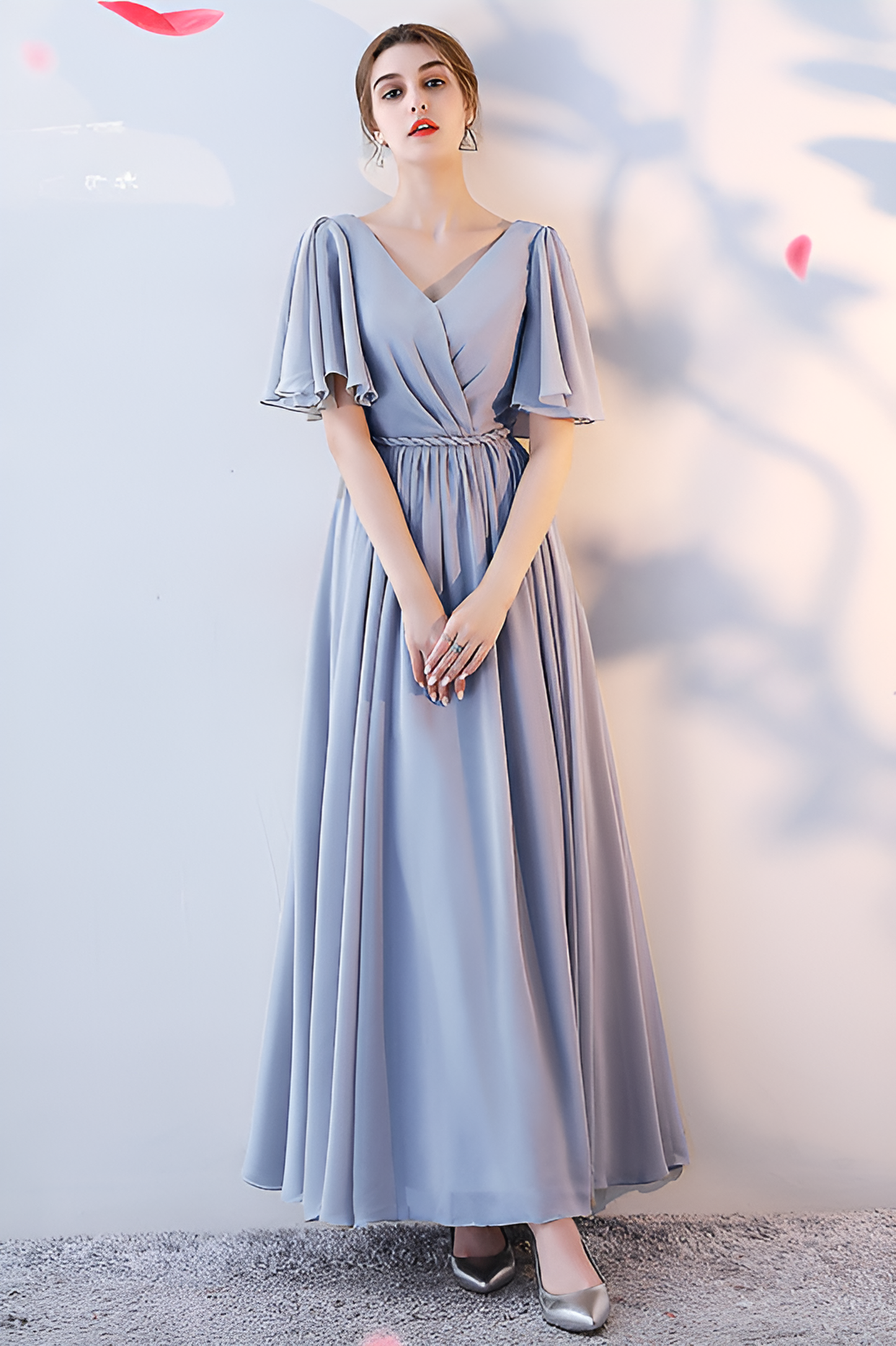 acelimosf™-Bridesmaid dress annual party banquet silver gray evening dress