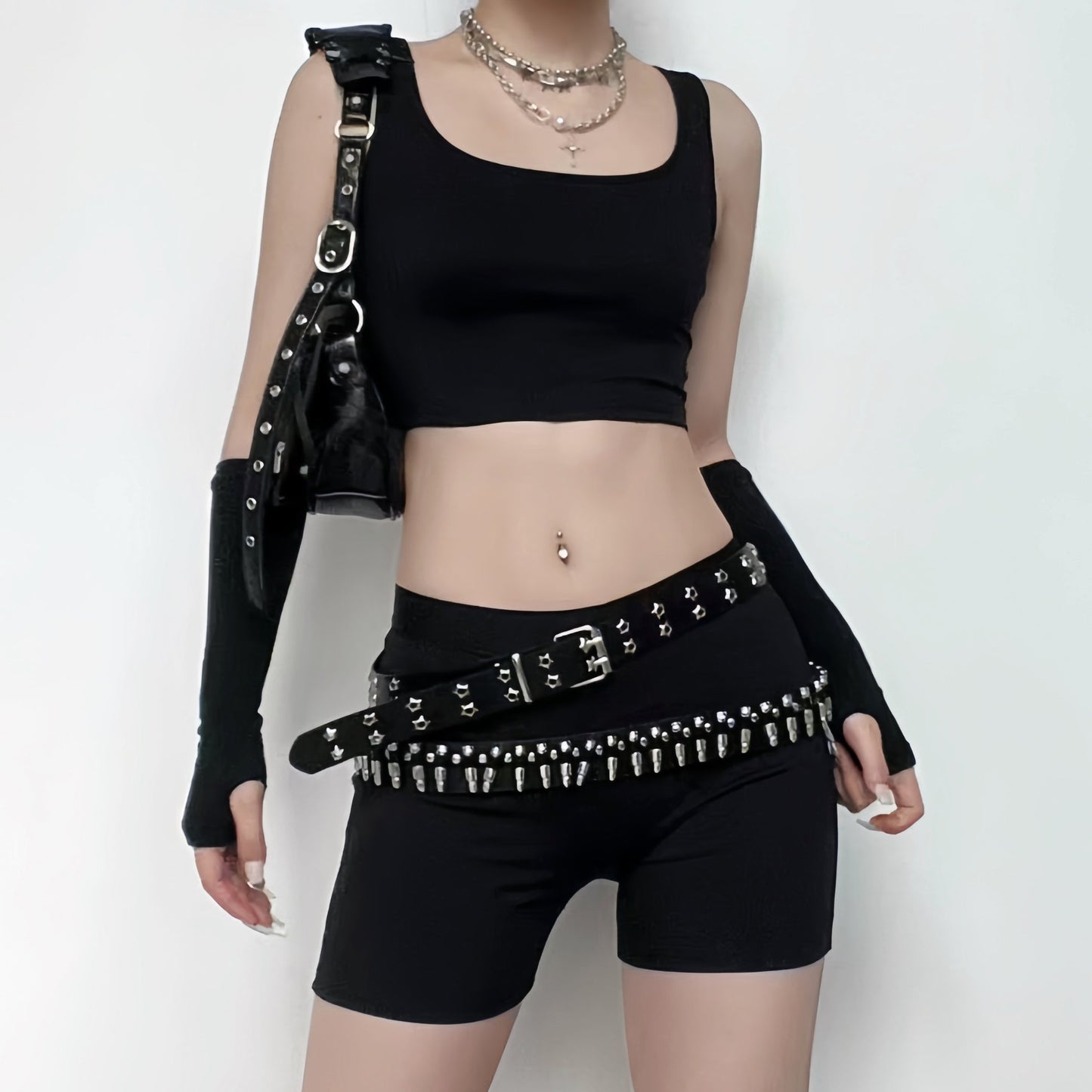 acelimosf™-Ribbed sleeveless u neck solid pant set y2k 90s Revival Techno Fashion