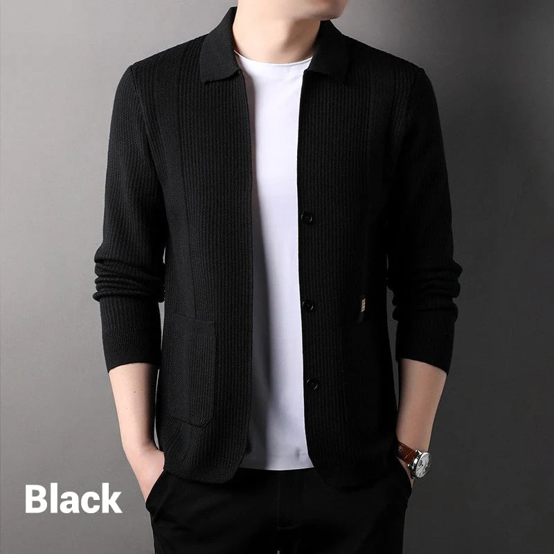 🔥Men's Lapel Knitted Long Sleeve Coat