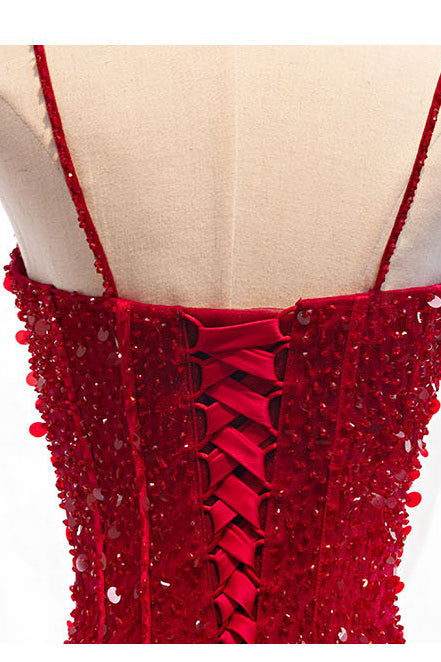 acelimosf™-Red strap banquet evening dress