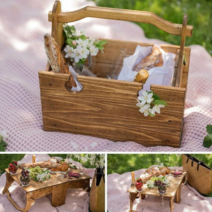 Folding Picnic Basket Table-Manual DIY Stitching