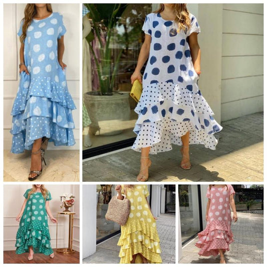 acelimosf™-Polka Dot Printed Swing Long Dress