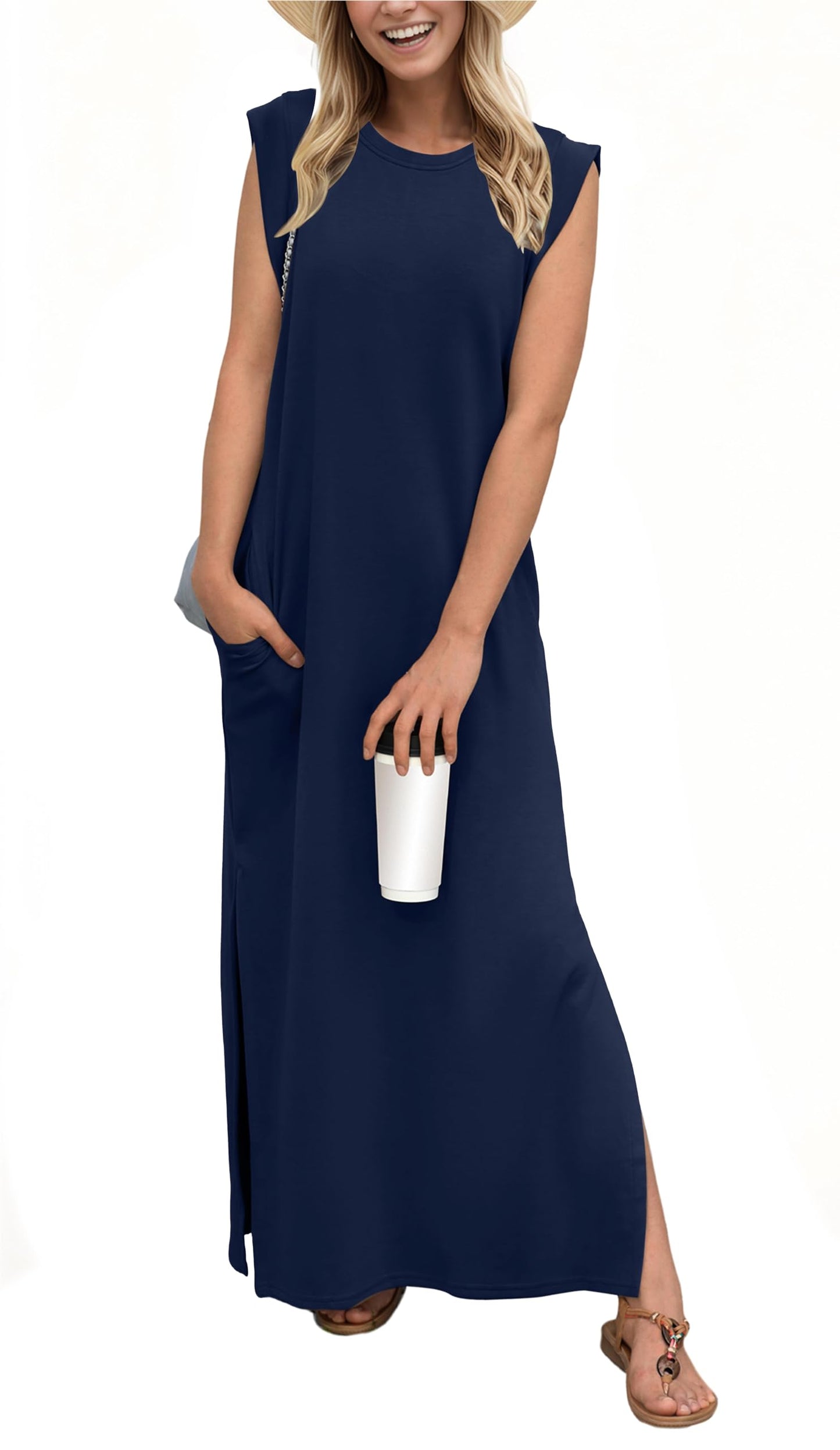 Women's Casual Loose Split Wrinkle Free Maxi Dress