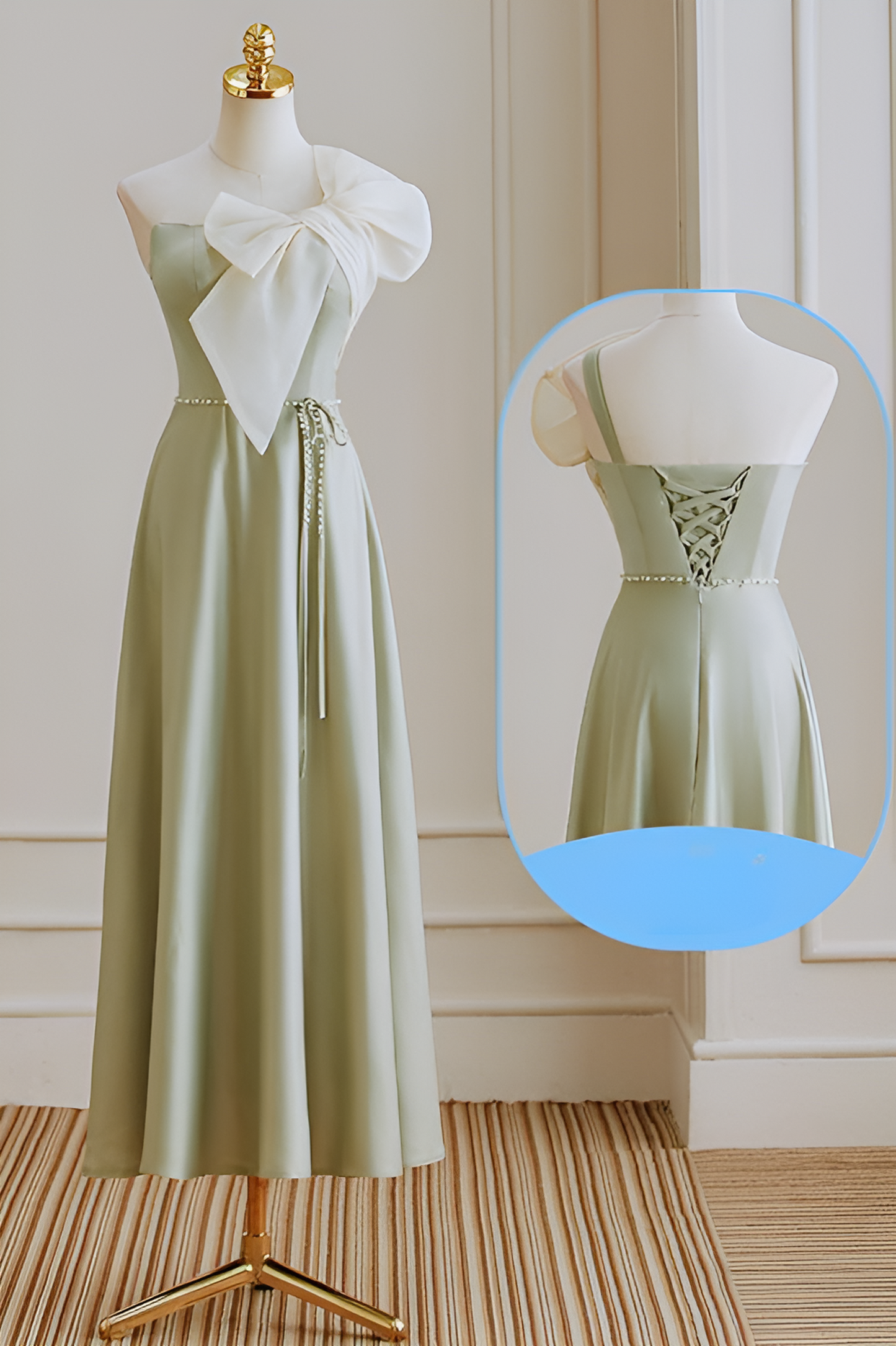 acelimosf™-Satin bridesmaid dress green dress