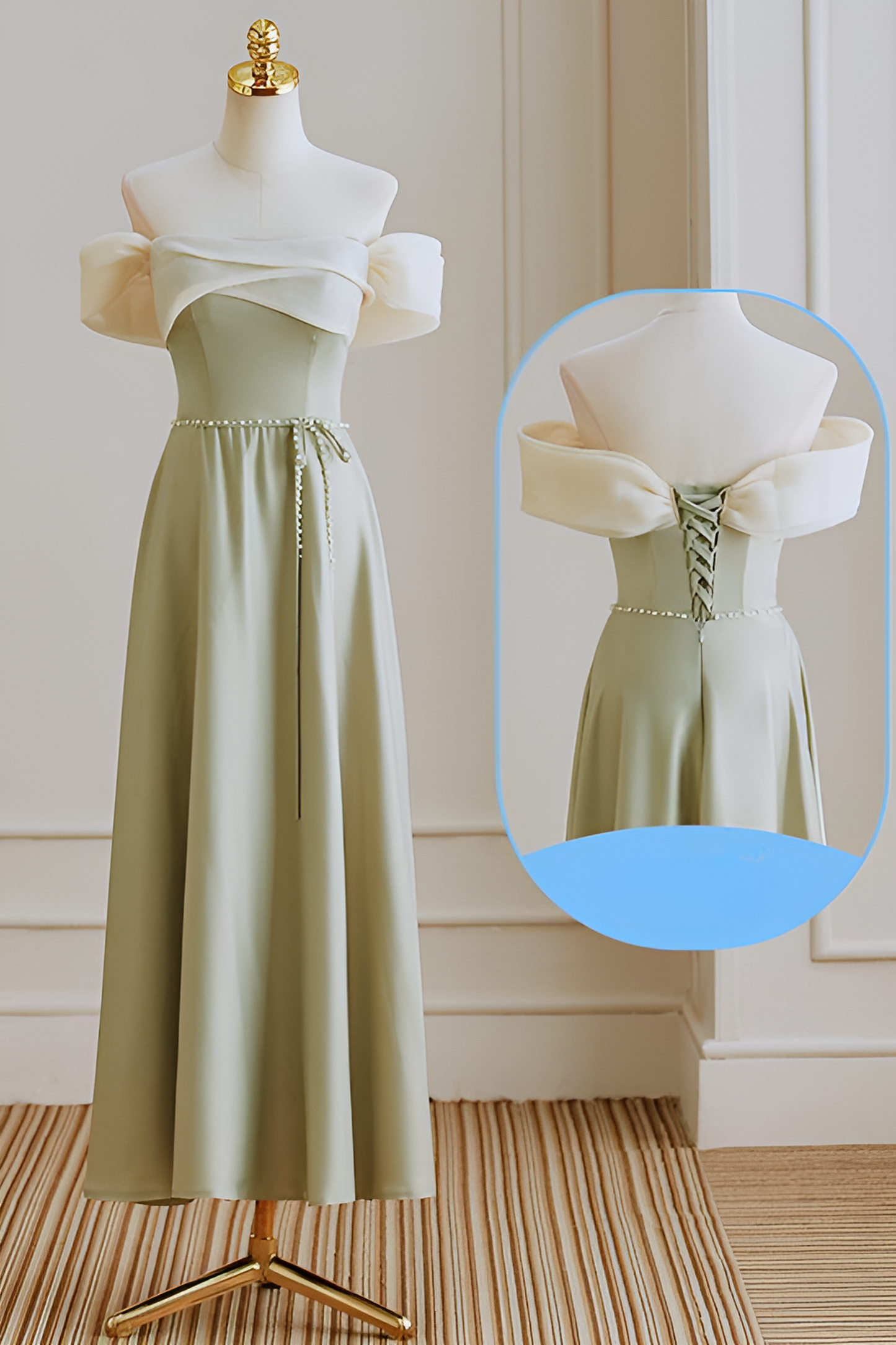 acelimosf™-Satin bridesmaid dress green dress