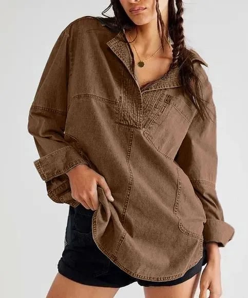Limited time sale🔥Women's Denim V-Neck Pullover Shirt