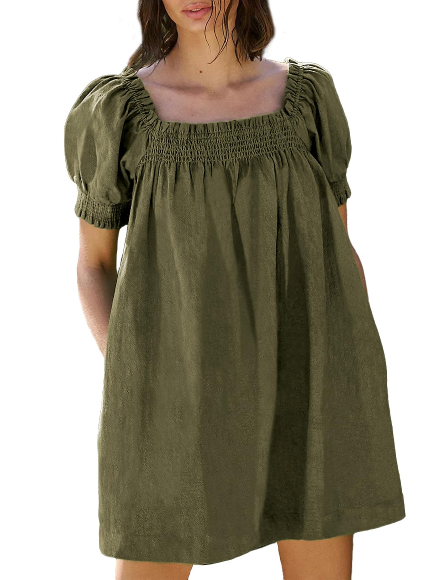 Women's Summer A-Line Mini Dress With Pockets