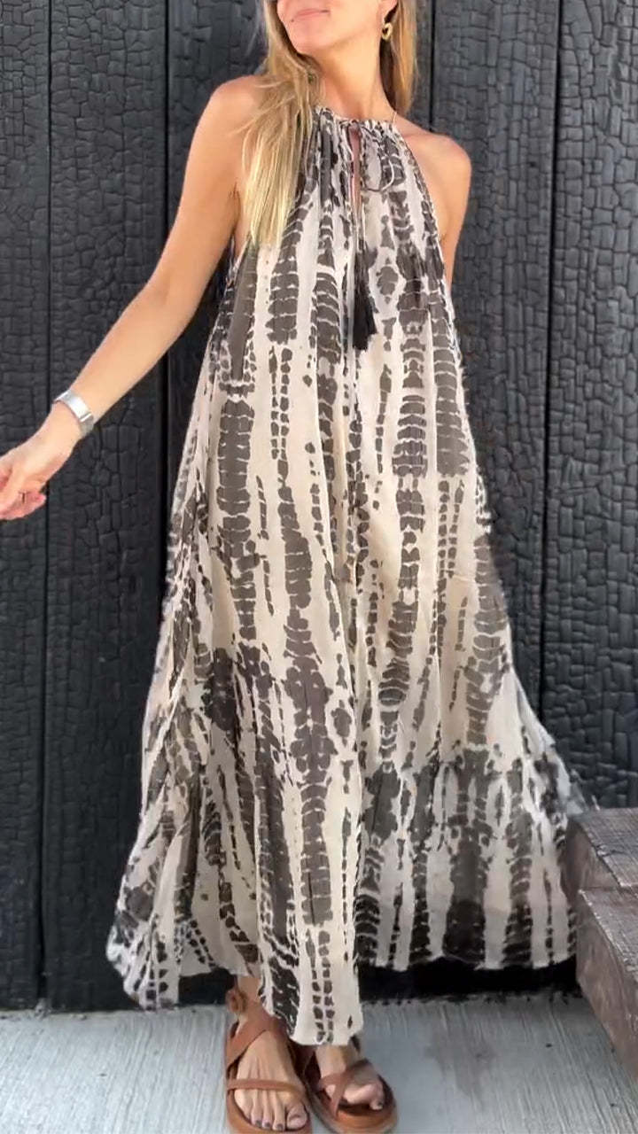 Women's Halter Neck Tie-Dye Holiday Casual Dress