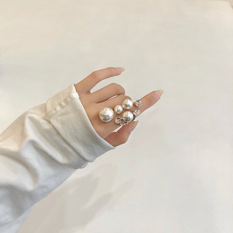 Irregular Pearl & Diamond Ring