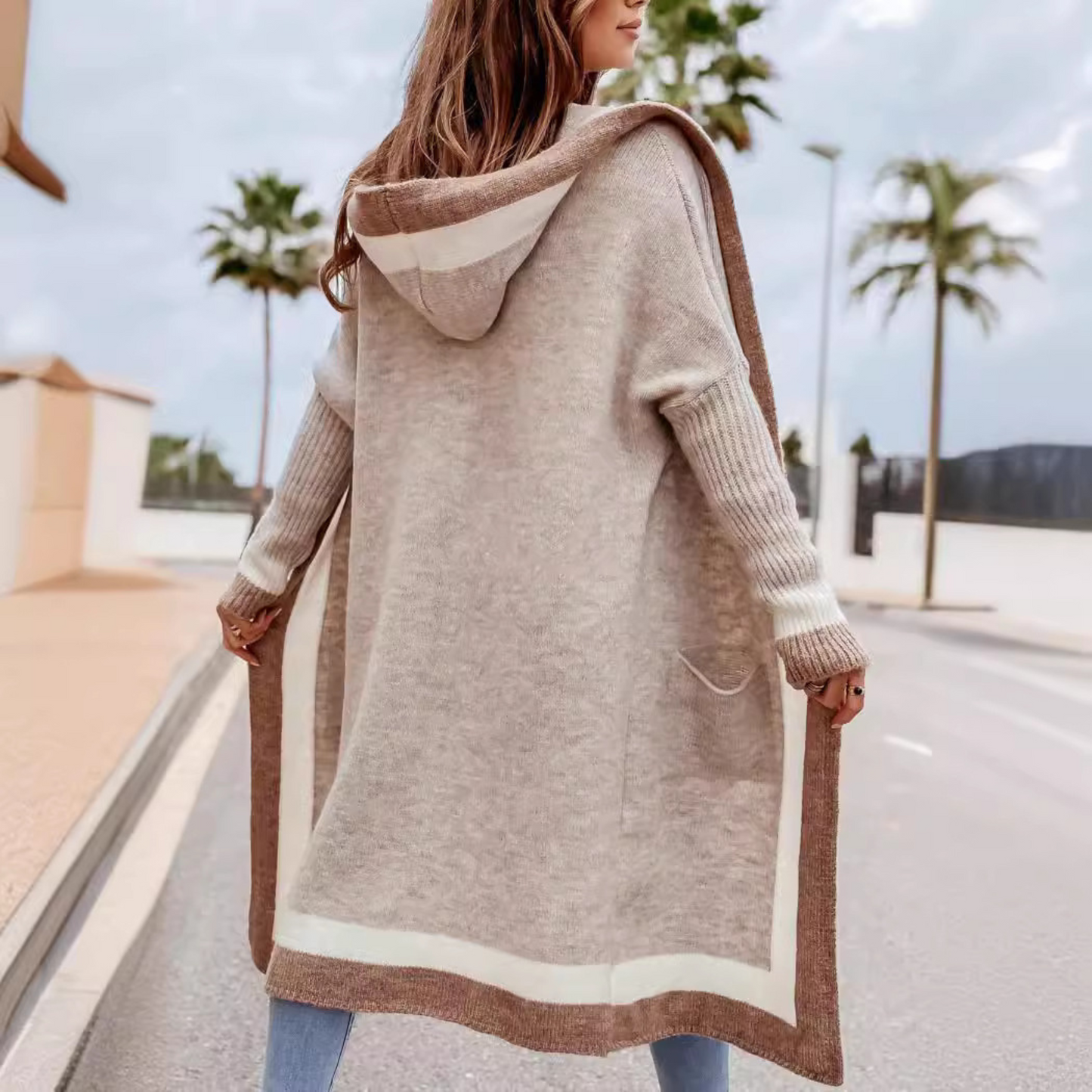 Casual Open Front Oversized Hooded Cardigan