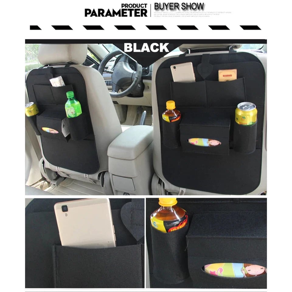 2 PC Car Seat Back Organizer Kids Kick Mats Protectors