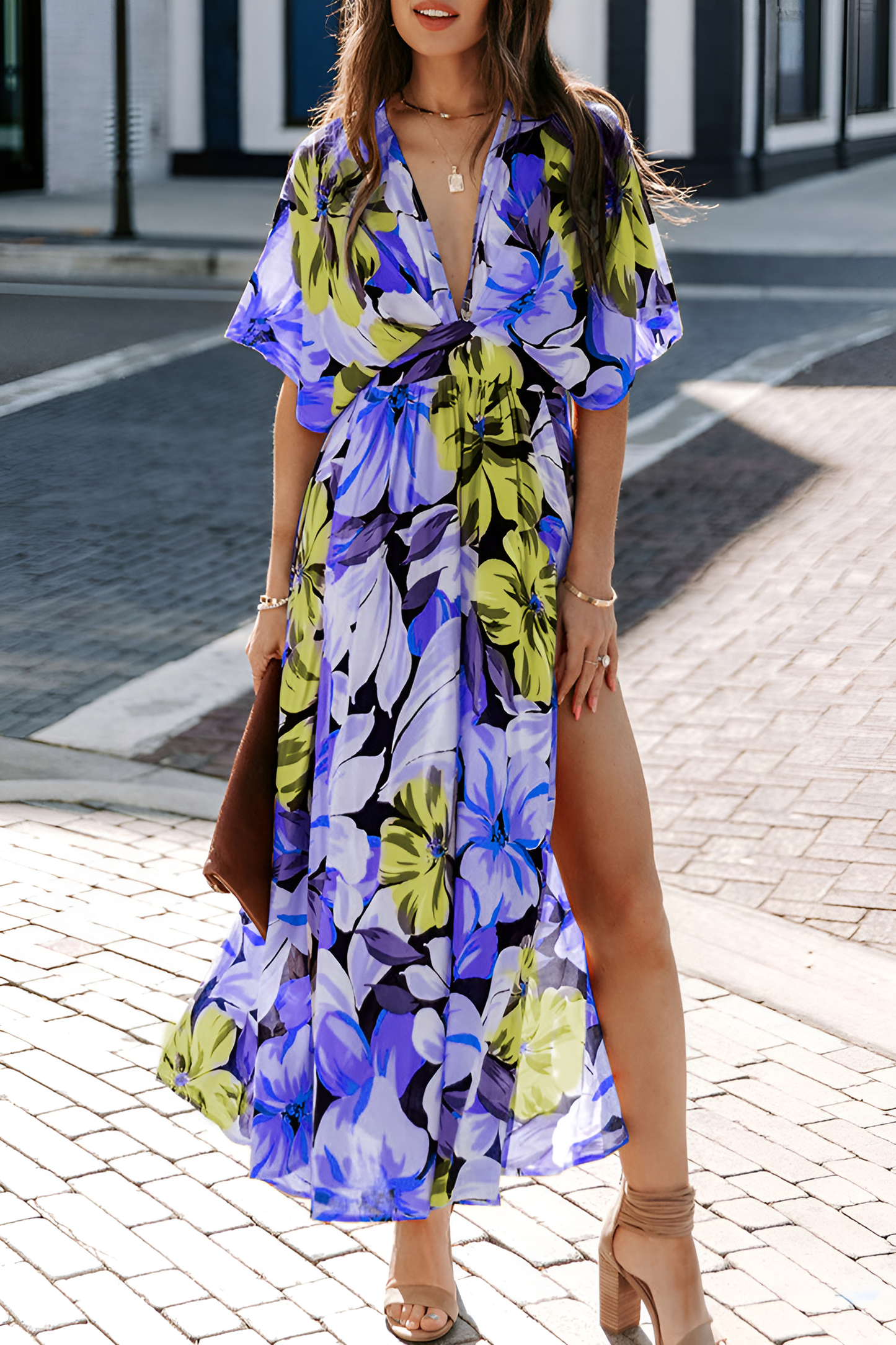 acelimosf™-Fashion printed slit dress