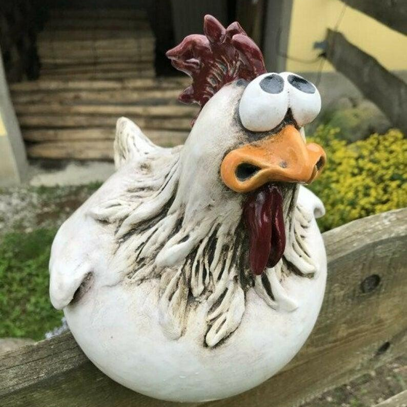 Funny Chicken Garden Fence Decoration
