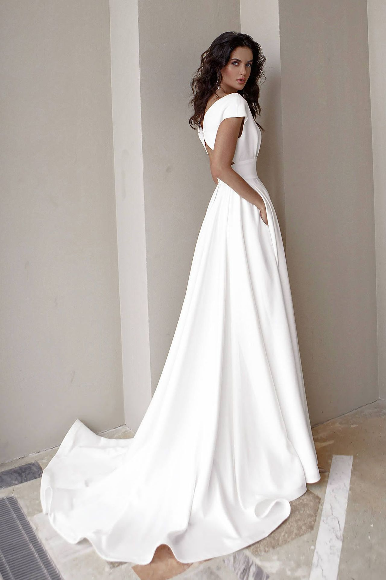 acelimosf™-Chest-wrapped ruffled white mid-waist solid color elegant dress evening dress