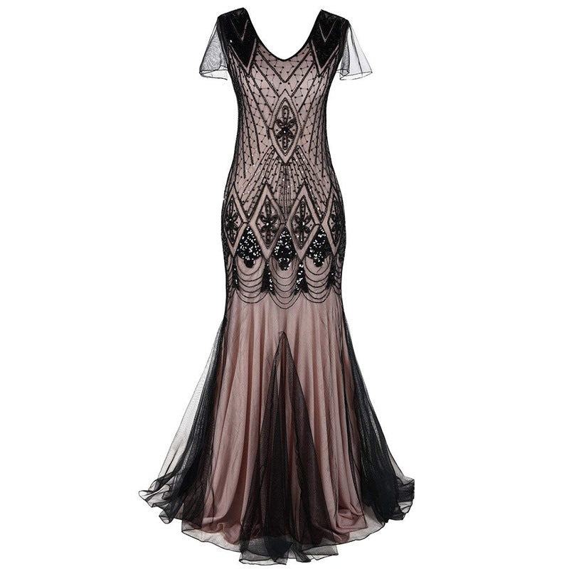 acelimosf™-Sequin dress retro dress plus size banquet party dress dress