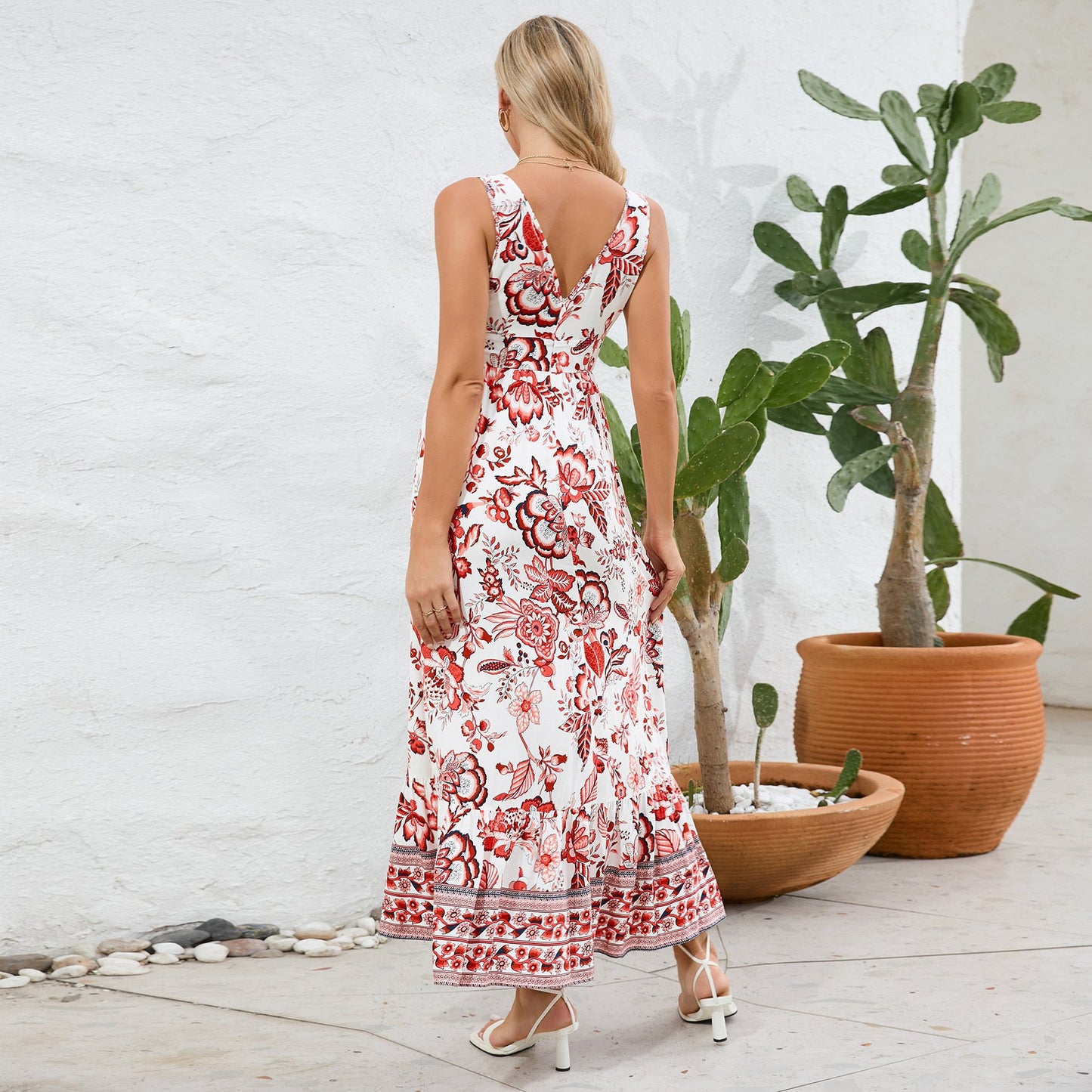 acelimosf™-Vintage Floral Print Summer Maxi Dress