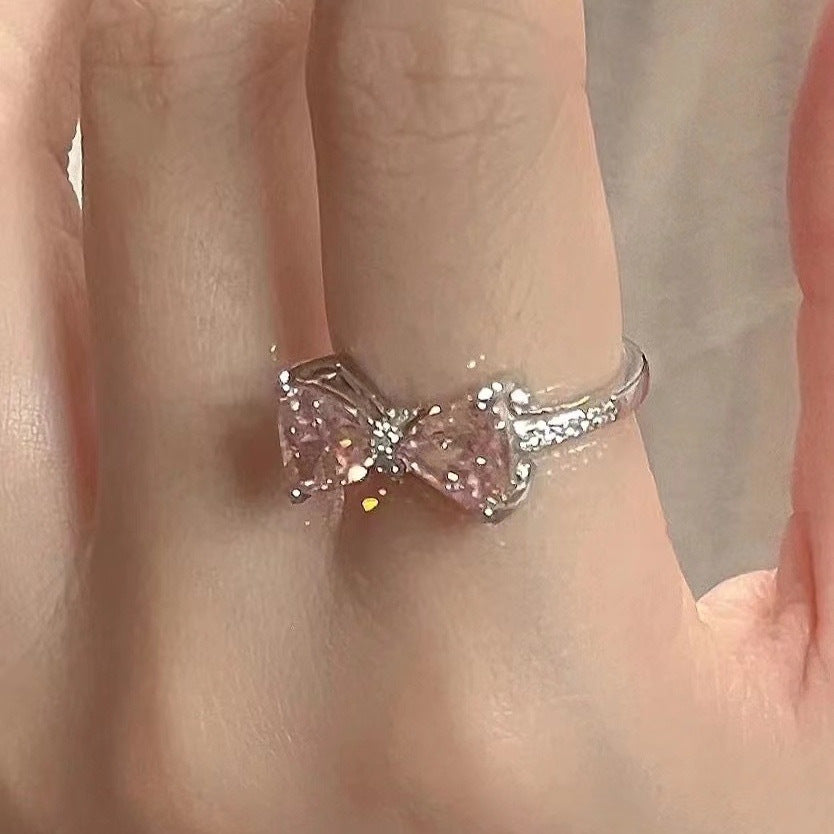 Pink zircon bow ring