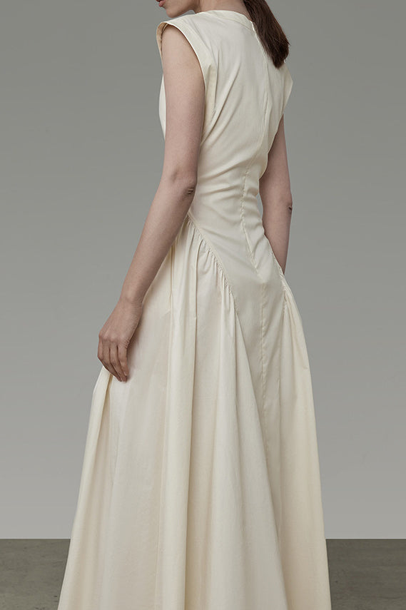 acelimosf™-Niche design textured sleeveless waist long skirt