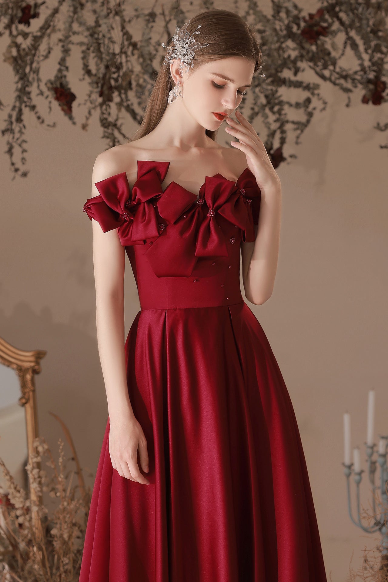 acelimosf™-Wine red evening dress