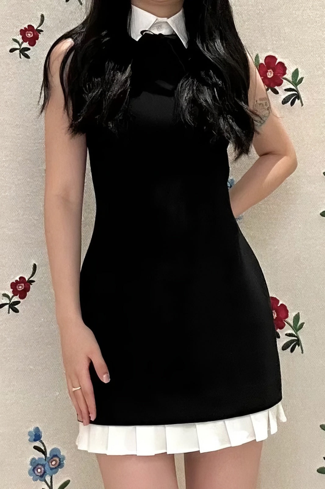 acelimosf™-Solid color slim waist dress round neck sleeveless vest dress