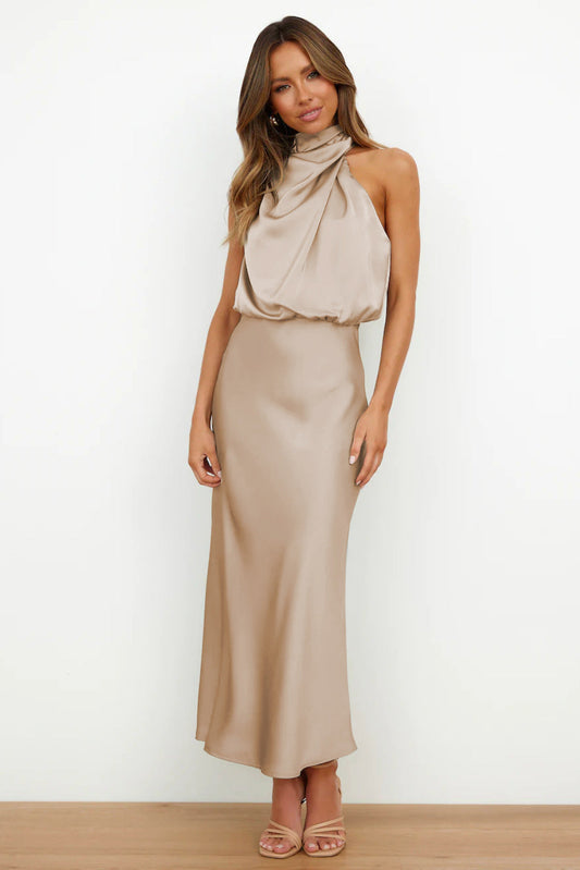 acelimosf™-Stylish and elegant satin sleeveless dress