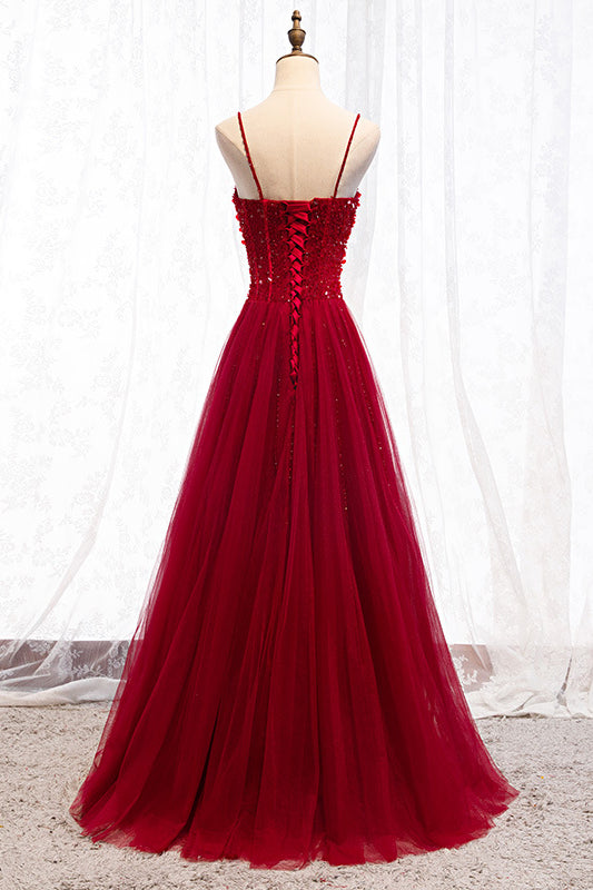 acelimosf™-Red strap banquet evening dress