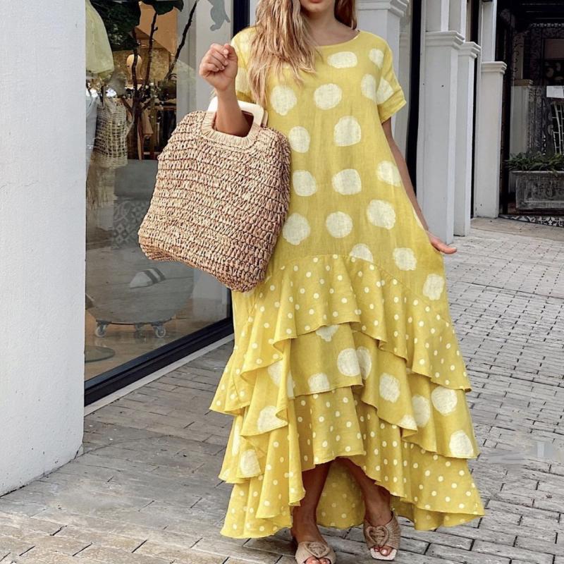 acelimosf™-Polka Dot Printed Swing Long Dress