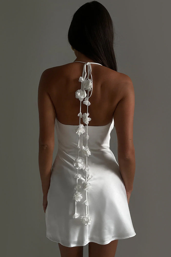 acelimosf™-Sexy halterneck off-shoulder backless white dress