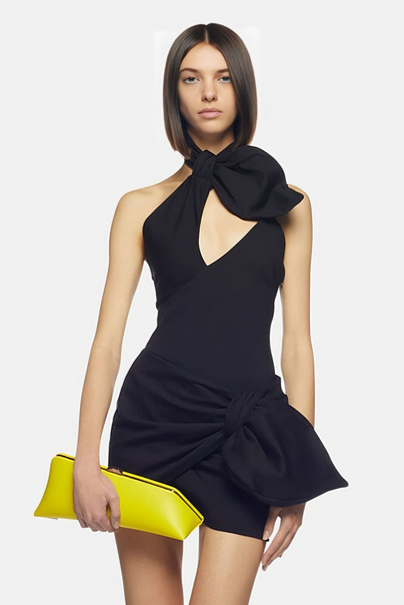 acelimosf™-Bow tie halter strap evening dress