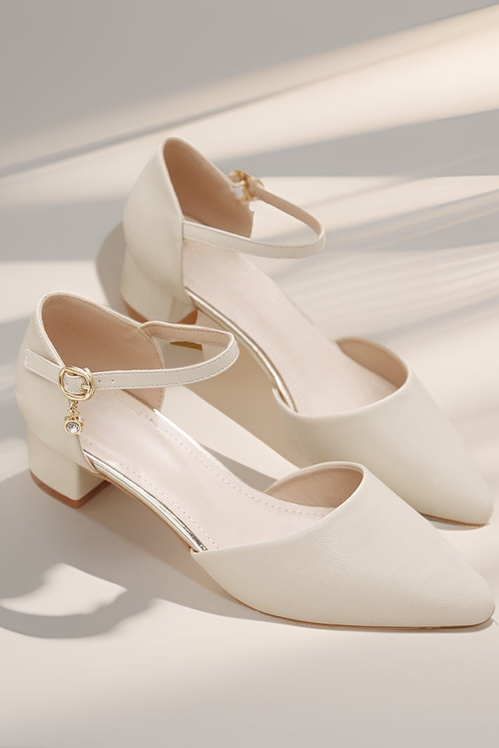 acelimosf™-Versatile simple one-line buckle pointed toe chunky high heels