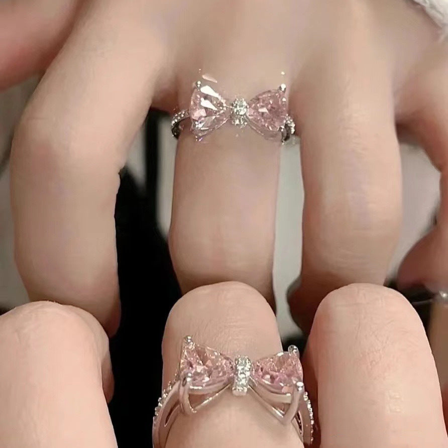 Pink zircon bow ring