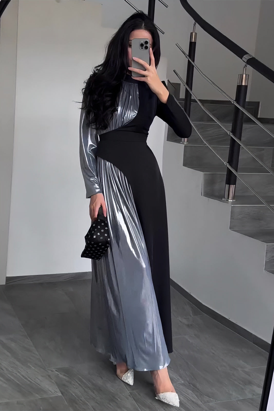 acelimosf™-Long Sleeve Slim Belt Fashion Dress Women's Irregular Long Skirt