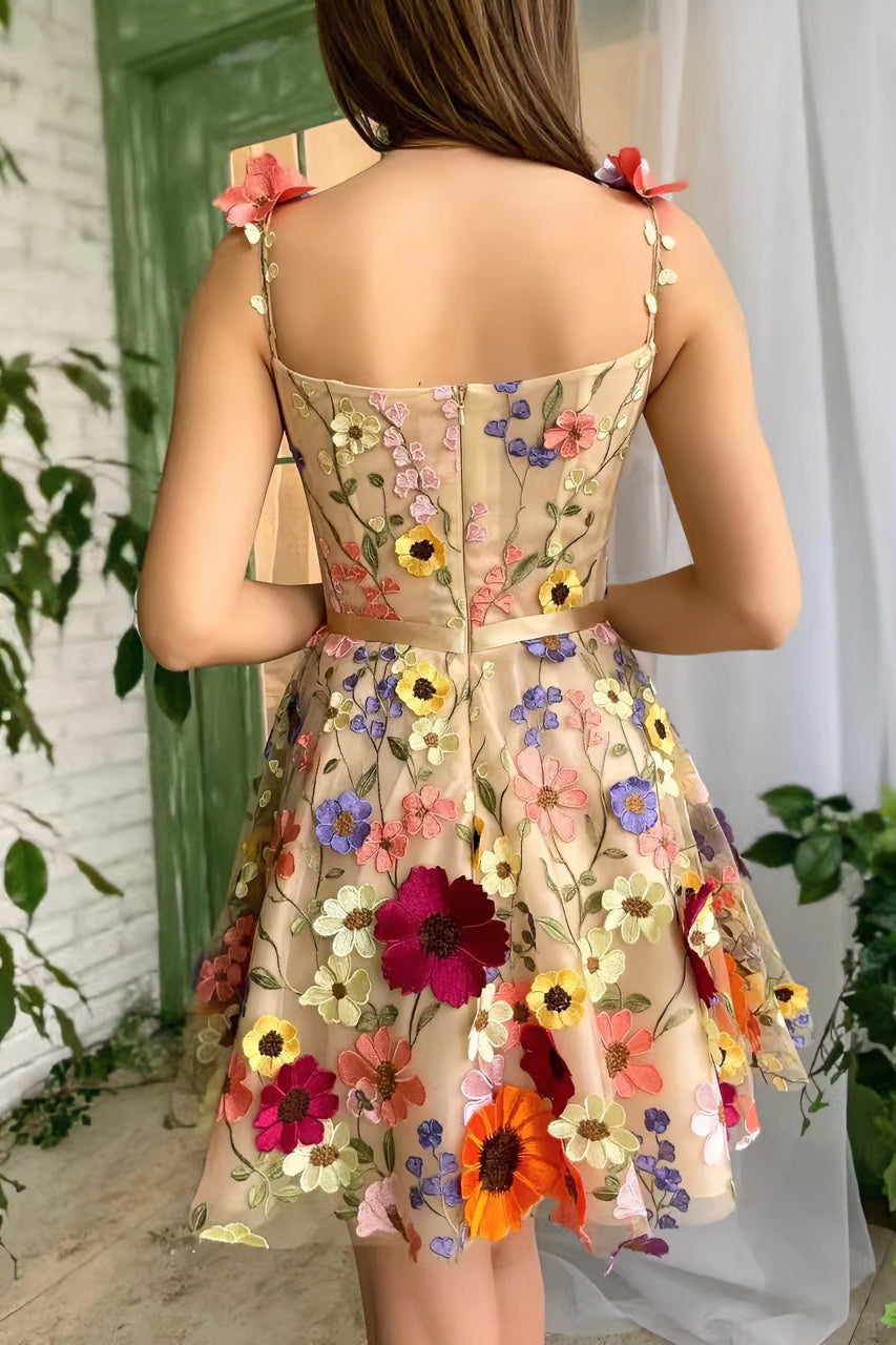 acelimosf™-Three-dimensional flower embroidery hip-hugging sexy dress