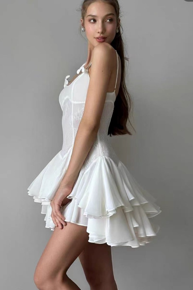 acelimosf™-Sexy see-through strapless ruffled dress