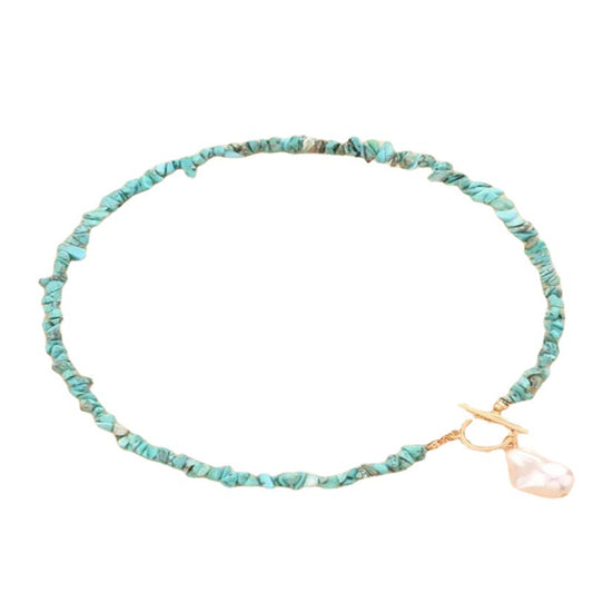 Bohemian style-Turquoise inlaid necklace