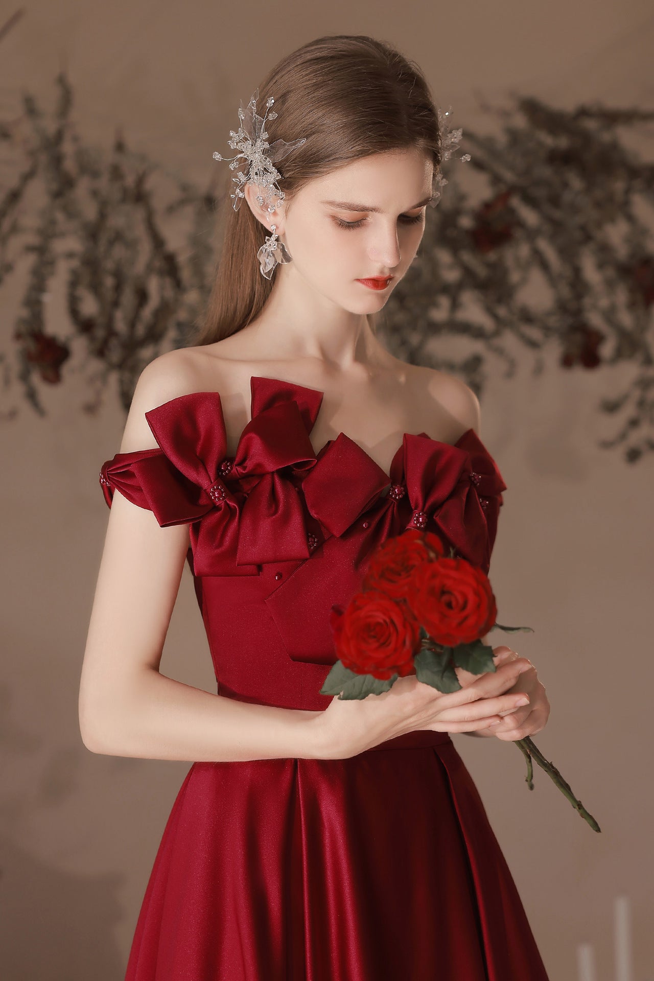 acelimosf™-Wine red evening dress